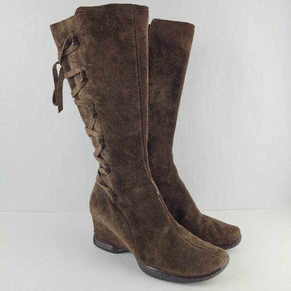 Sofft Shoes - Sofft Modena II Brown Suede Corset Lace Wedge Boot
